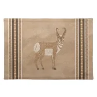 Southwest Pronghorn Standing Antelope Brown Motif Cloth Placemat