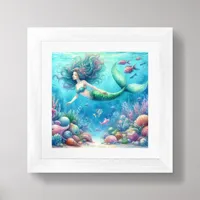 Coastal Beach Under the Sea Mermaid Ocean  Framed Art