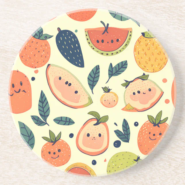 Charming Watercolor Fruit Collection Coaster