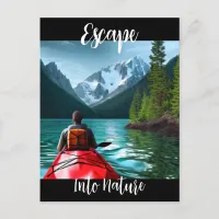 Escape Into Nature Kayaking Themed Postcard