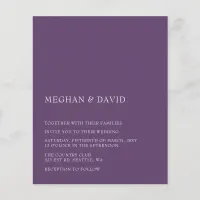 Budget Purple Modern Wedding Invitation