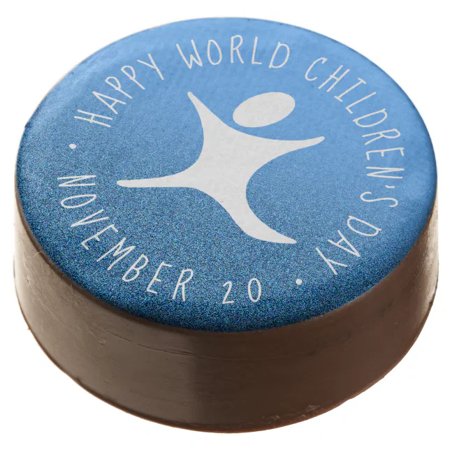 Happy World Children's Day Blue Glitter Chocolate Covered Oreo