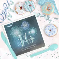 Fireworks Sweet 16 Teal ID984 Paper Dinner Napkins