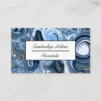 Blue, white and Gold Marble Swirls Business  Business Card