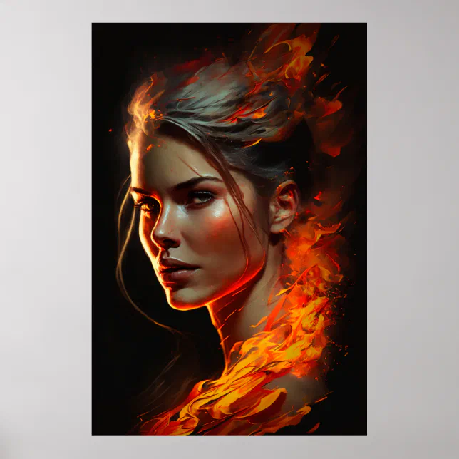 Woman of Fire Oil Painting Poster
