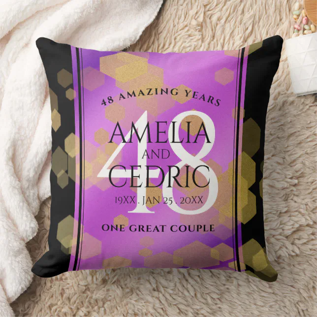 Elegant 48th Amethyst Wedding Anniversary Throw Pillow