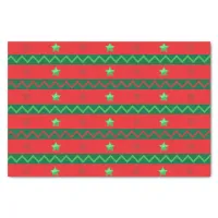 Red And Green Stars And Zigzag Stripes Christmas Tissue Paper