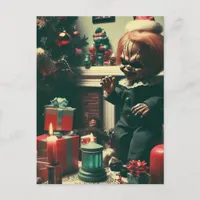 A Christmas Horror Doll Postcard