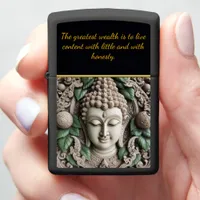 Buddha Carving Adorned With Leaves. Generative AI Zippo Lighter