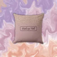 Elegant Rose Glitter Monogram Name | Throw Pillow