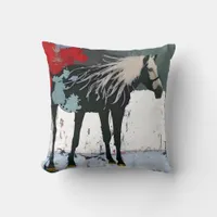 Floral Horse Throw Pillow