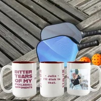 Pink Glitter Tears of My Pickleball Opponents Two-Tone Coffee Mug