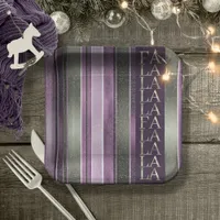 Purple Green  Christmas Fa La La Pattern#27 ID1009 Paper Plates