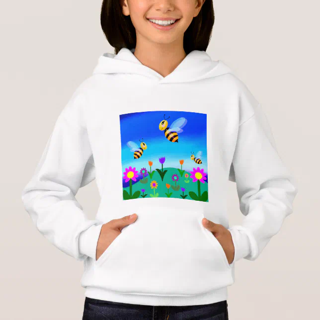 Happy bees in a flower field hoodie