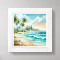 Fall Coastal Beach Art for Small Spaces Framed Art