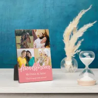 best friends forever cute 4 photos collage Pink Plaque