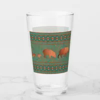 Southwest Cute Javelina Family Copper Teal Glass