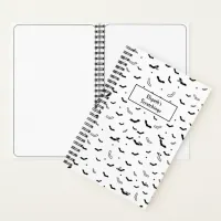 Halloween Black and White Flying Bats Pattern Notebook