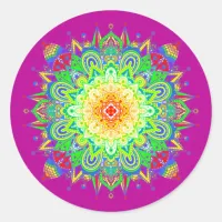 Psychedelic Zen Mandala Abstract Art    Classic Round Sticker