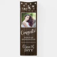 Rustic String Lights Barn Wood Graduation Vertical Banner