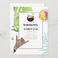 Aloha Hawaii Tropical Beach Graduation Party Invitation