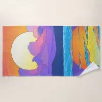 Pastel sunset beach towel