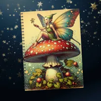 Vintage Fairy and Mushrooms   Notebook