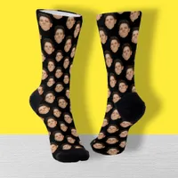 Custom Face Photo Black Crew Socks