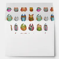 Cute Owls Animal Pretty Colorful Watercolor Envelope