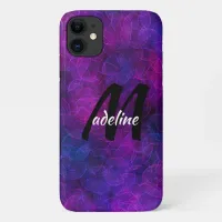Personalized Black and Purple Abstract Bubbles   iPhone 11 Case