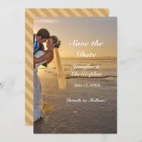 Bride & Groom on Sunset Beach Save the Date Card