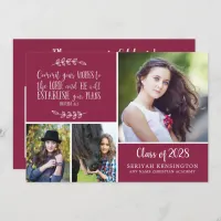 Burgundy Christian Proverbs Graduation Invitation