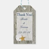 Rustic Wedding Driftwood Sand Dollar Thank You Gift Tags