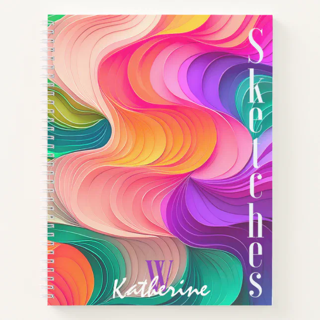 Multicolor paper waves sketchbook notebook