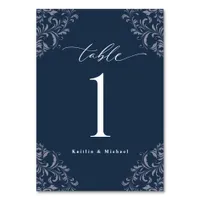 Elegant Navy Blue Vintage Classic Small Wedding Ta Table Number