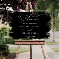 Black Brush Strokes Wedding Welcome Sign