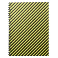 Thin Black and Yellow Diagonal Stripes Notebook