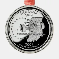 Faux Indiana State Quarter Metal Ornament