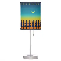 Southwest Sunset Sky Pines Moon and Stars Pattern Table Lamp