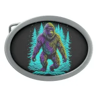 Sasquatch Bigfoot in Teal and Black Personalized Belt Buckle