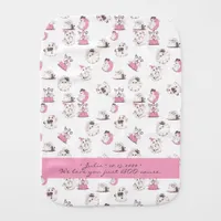 Boocause I love you Cute Pink Little Ghost Nursery Baby Burp Cloth