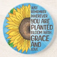 Hand Drawn Sunflower and Quote Coaster