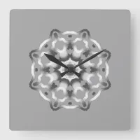 Peaceful Gray Mandala Healing Vibes Square Wall Clock