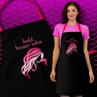 Custom Beauty Salon Name Black & Hot Pink Staff Apron