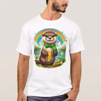 Adorable St. Patricks Day Otter With Beer T-Shirt