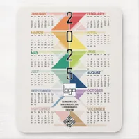 2025 Calendar Business Info Logo QR Code Custom Mouse Pad