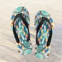 Boho American Indian Dream Catcher, watercolor Kid's Flip Flops