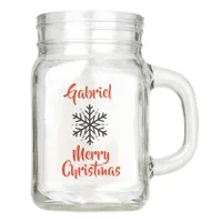 Personalized Merry Christmas Jar  Black Snowflake