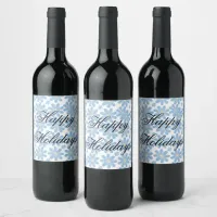 Blue Floral Pattern - Personalized Wine Labels