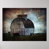 Old White Barn in Field Poster